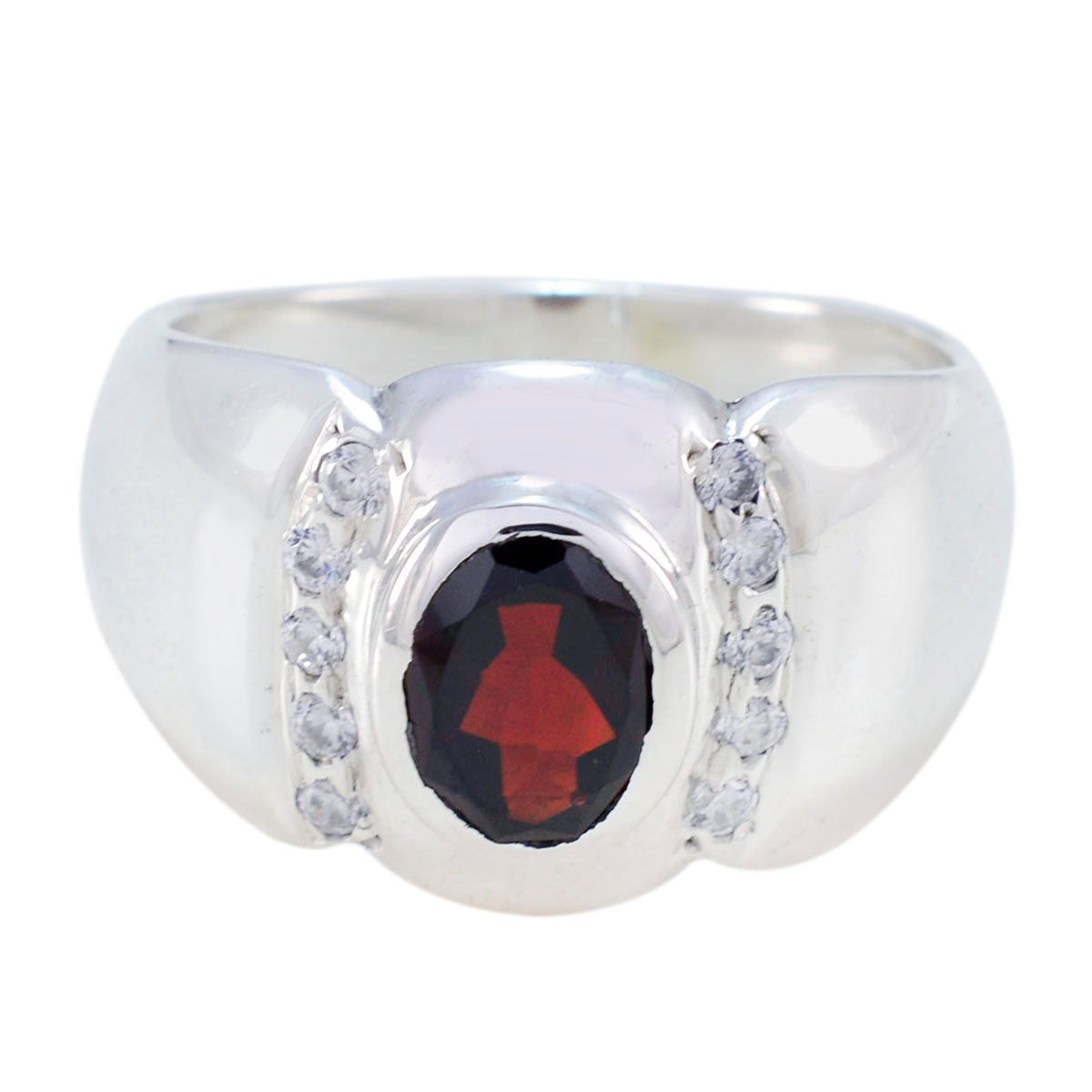 Noelia Contemporary Red Halo Ring Garnet Red