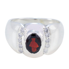 Noelia Contemporary Red Halo Ring Garnet Red