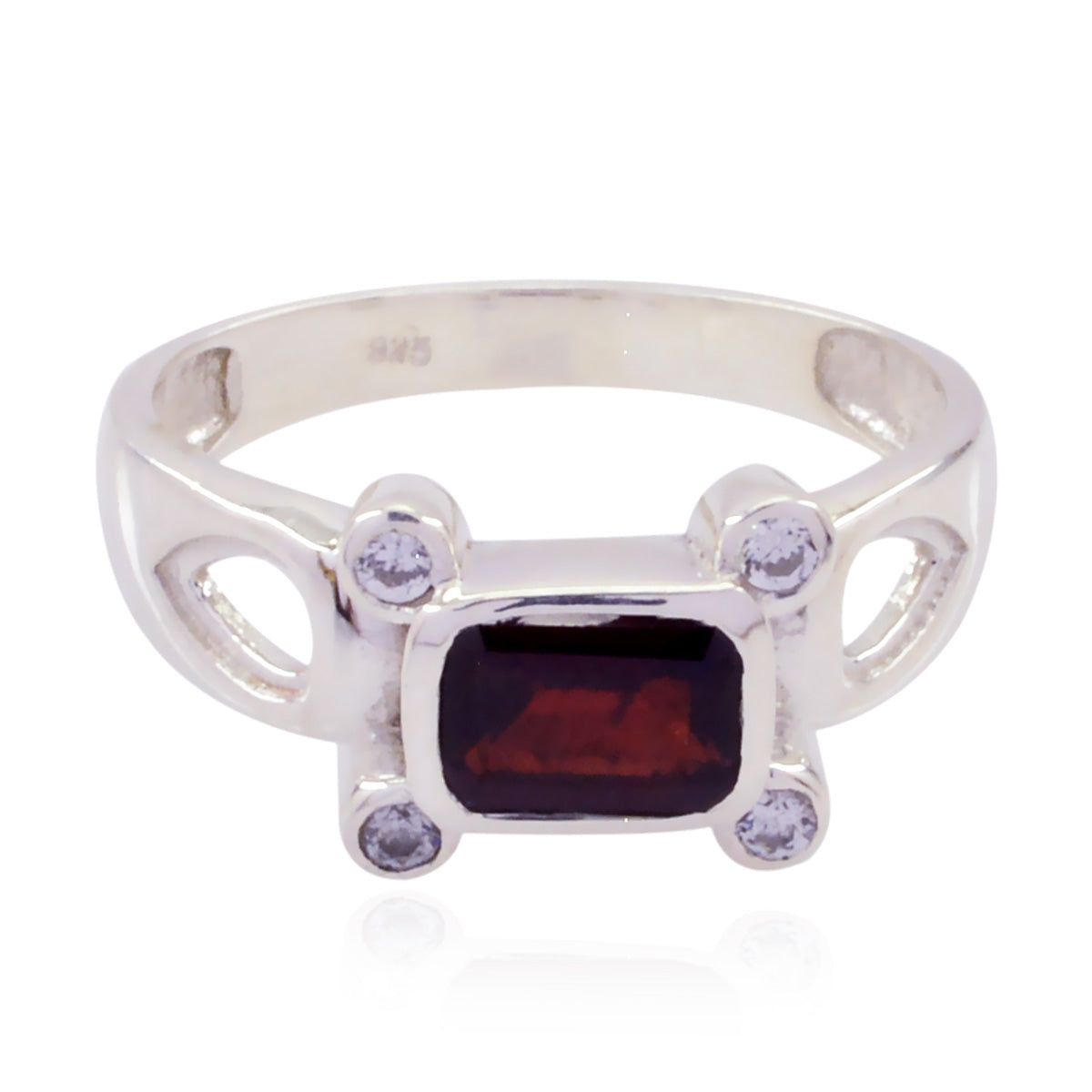 Aisha Artisan Red Halo Ring Garnet Red