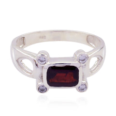 Aisha Artisan Red Halo Ring Garnet Red