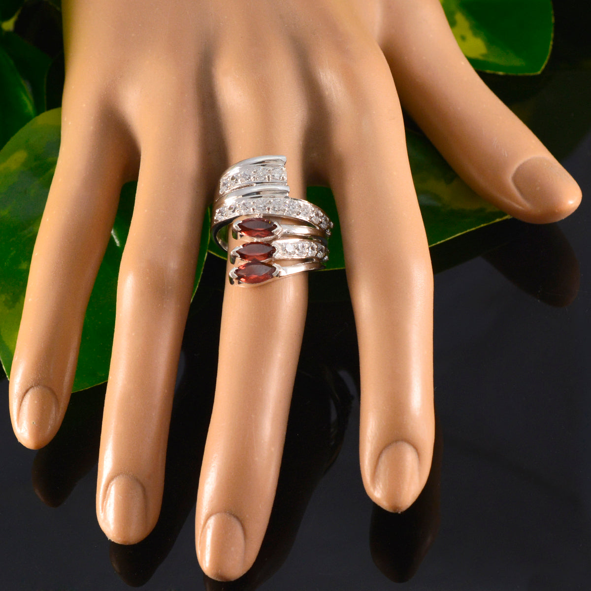 Lucia Ethnic Red Halo Ring