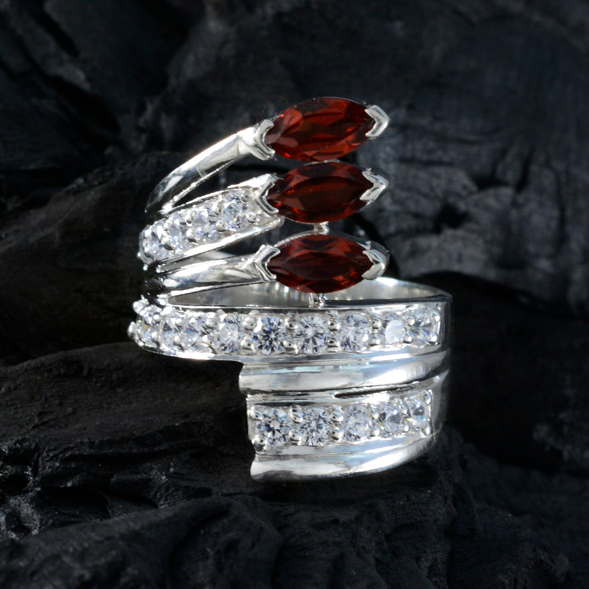 Lucia Ethnic Red Halo Ring