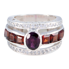 Nova Modern Red Halo Ring Garnet Red