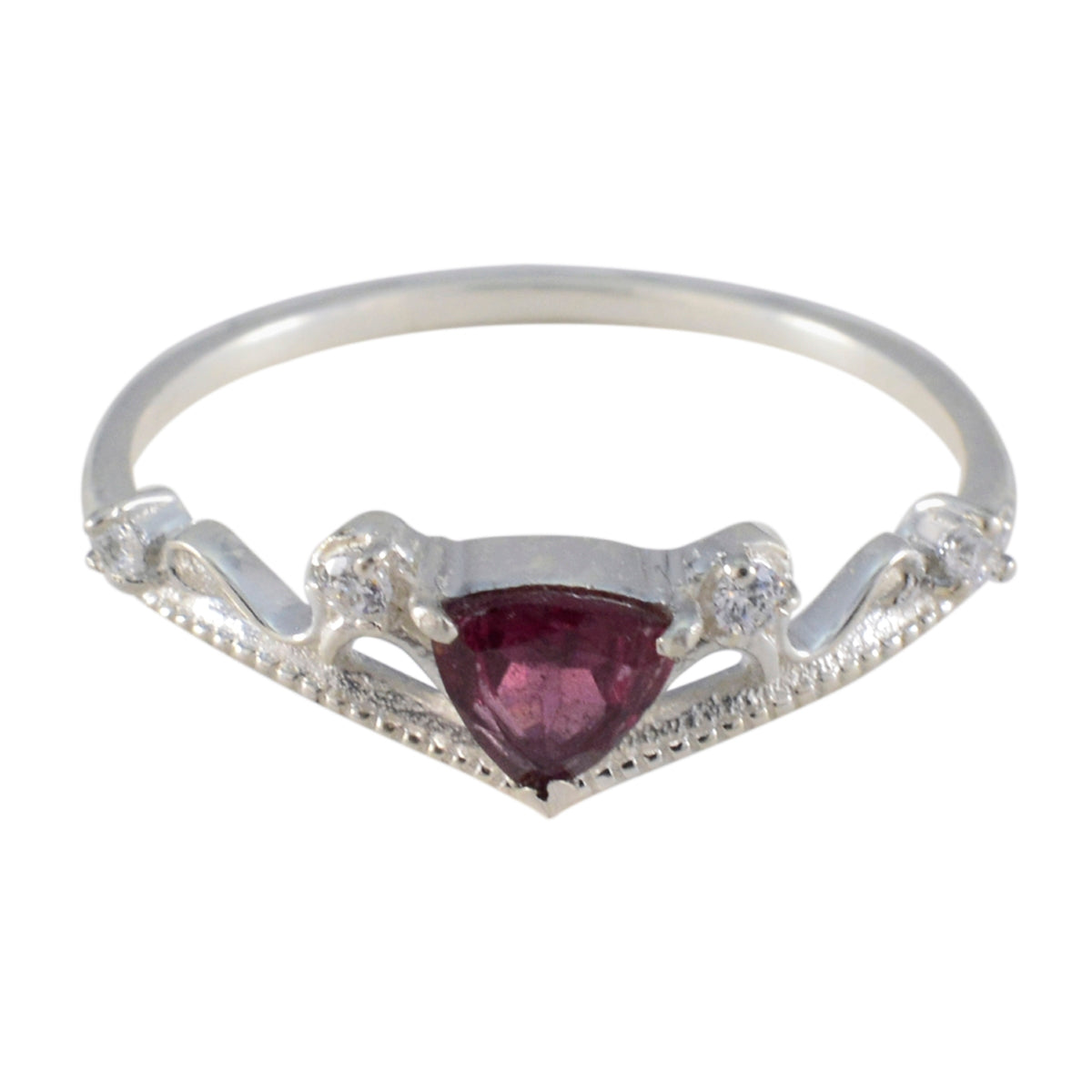 Nisa Sophisticated Red Halo Ring Garnet Red