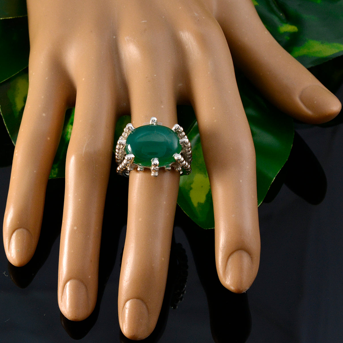 Anna Signet Green Solitaire Ring