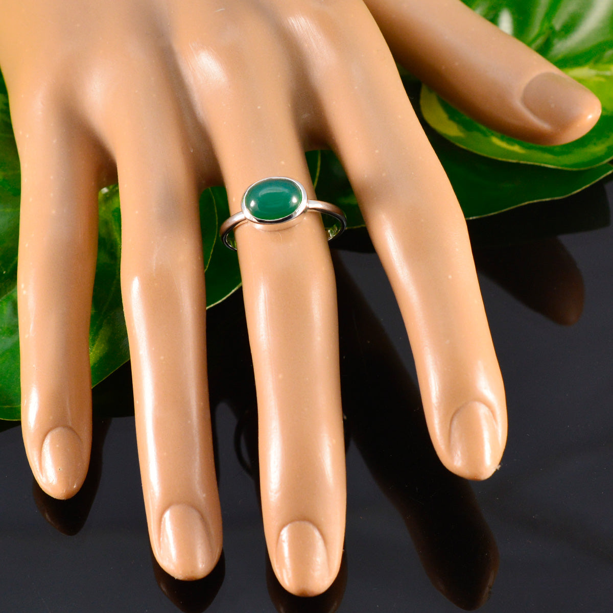 Emi Modern Green Solitaire Ring
