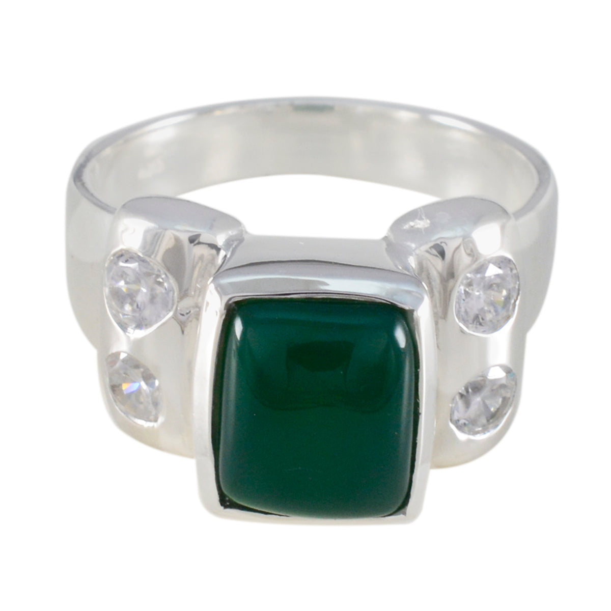 Yasmin Trendy Green Solitaire Ring Green Onyx Green