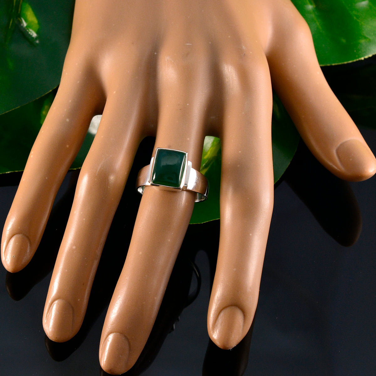 Maria Artisan Green Solitaire Ring