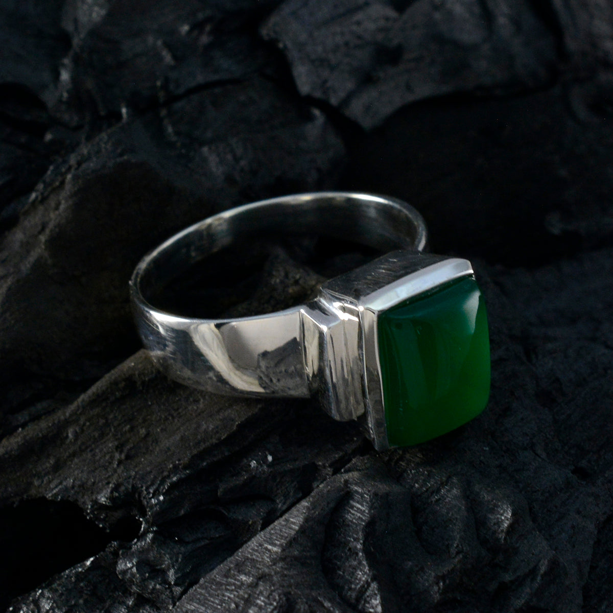 Maria Artisan Green Solitaire Ring