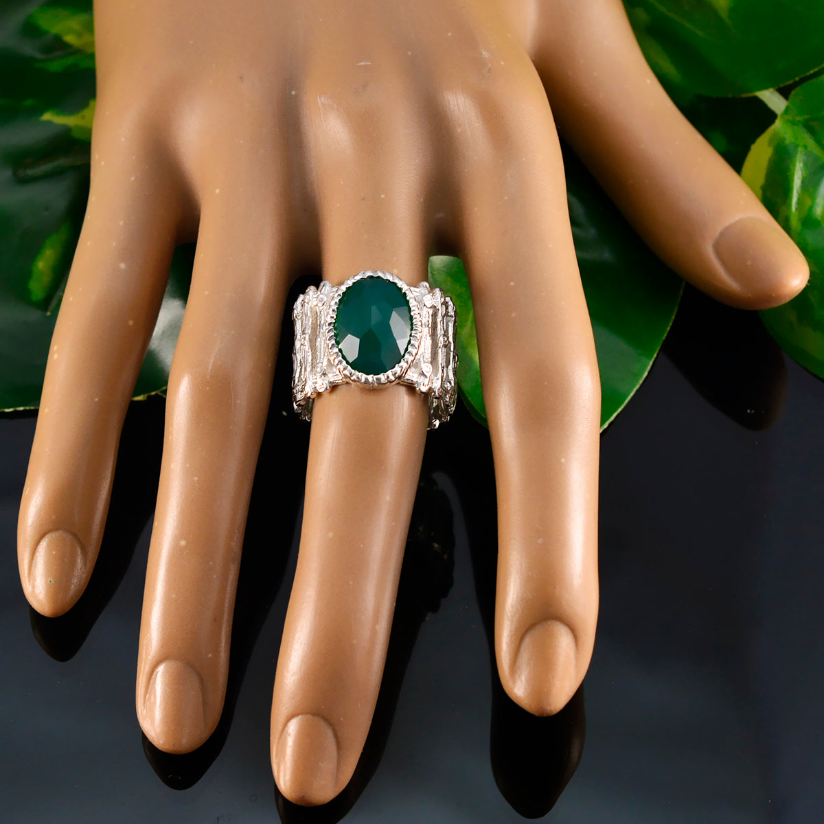 Carla Armor Green Solitaire Band