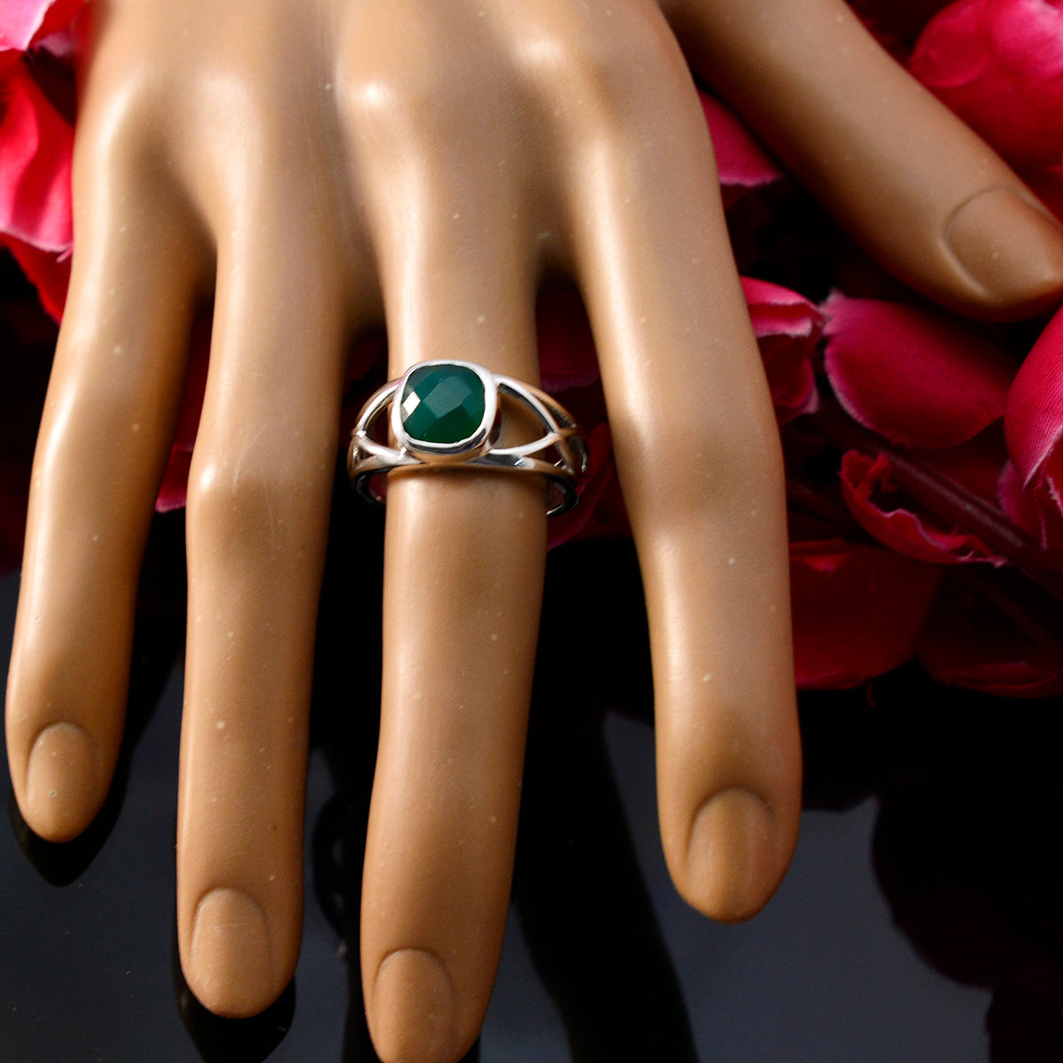 Sophia Artisan Green Solitaire Ring