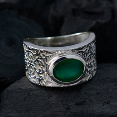 Natcha Art Deco Green Solitaire Ring