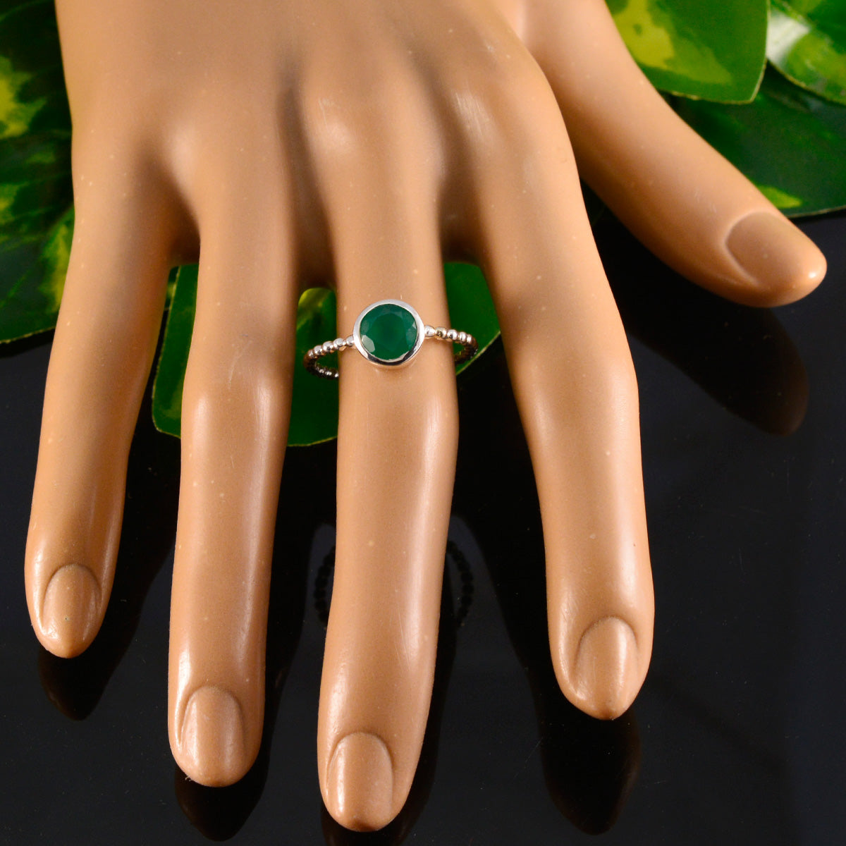 Harper Twist Green Solitaire Ring