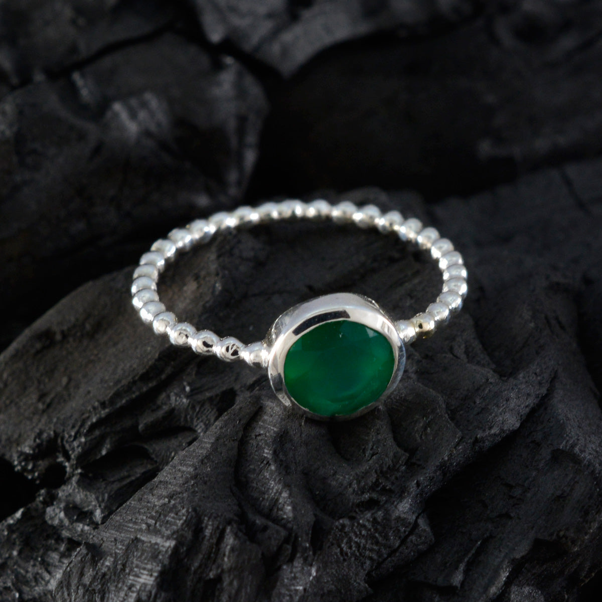Harper Twist Green Solitaire Ring