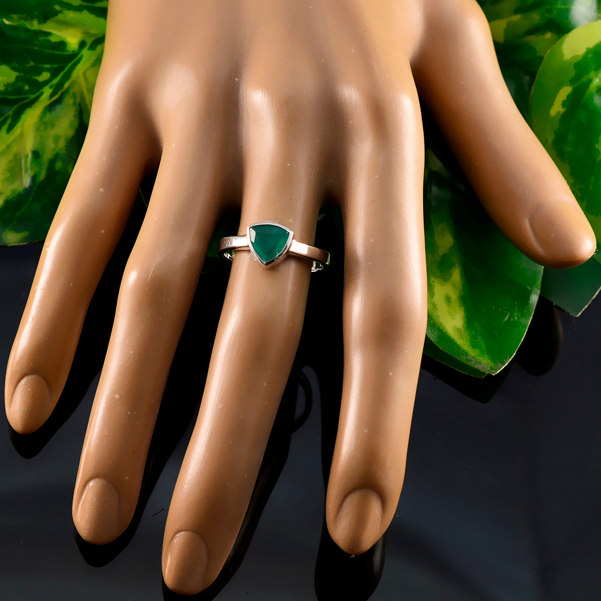 Yasmine Boho Green Solitaire Ring