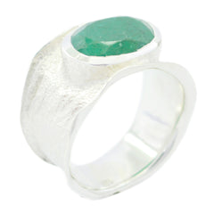 Aurora Oversized Green Solitaire Band Indian Emerald Green
