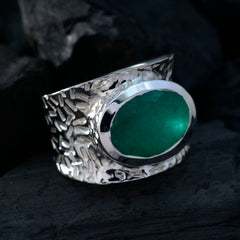 Nisa engravings Green Solitaire Ring
