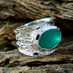 Nisa engravings Green Solitaire Ring