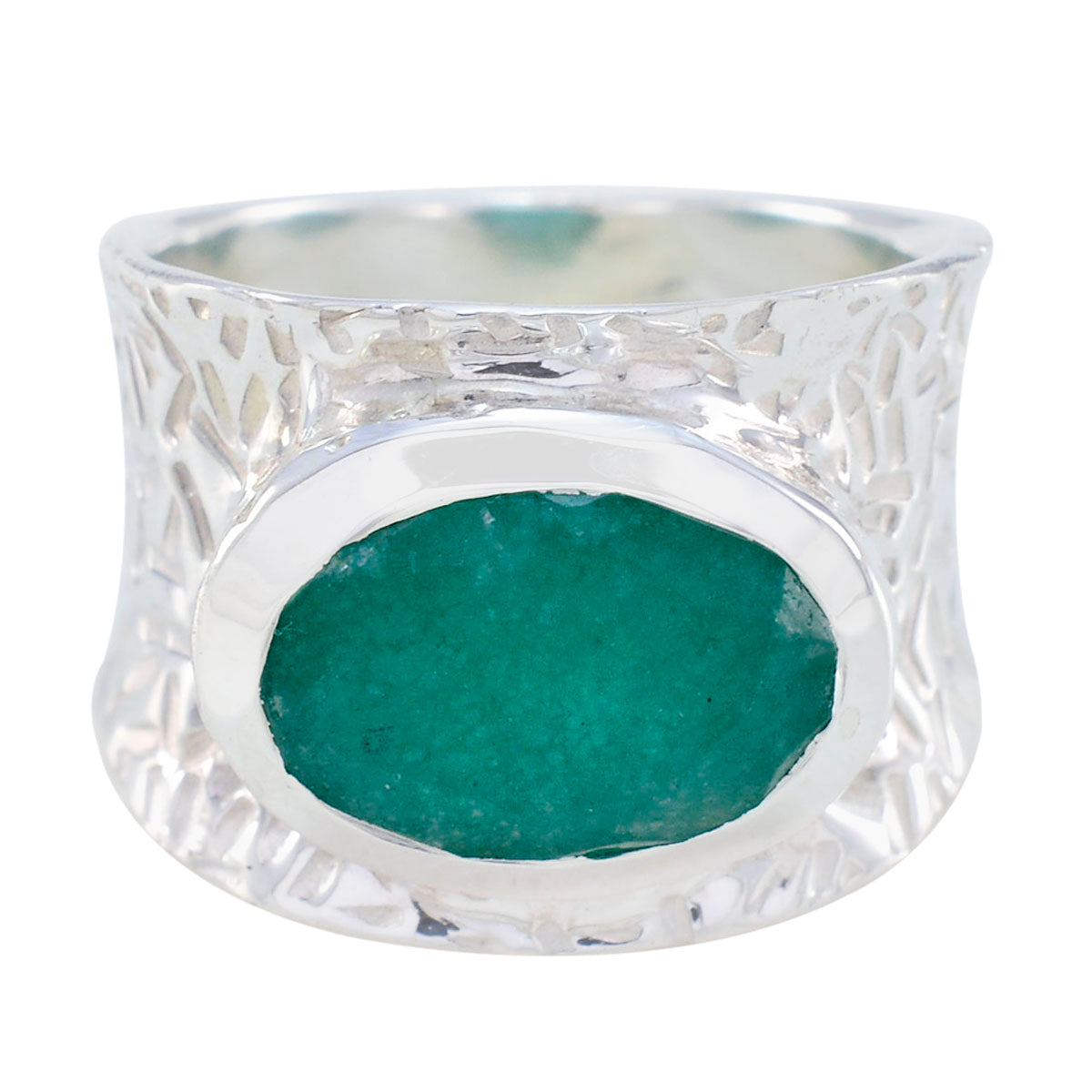 Nisa engravings Green Solitaire Ring Indian Emerald Green