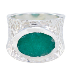 Nisa engravings Green Solitaire Ring Indian Emerald Green
