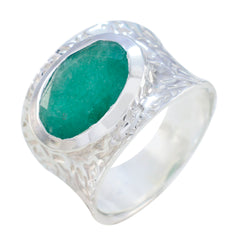 Nisa engravings Green Solitaire Ring