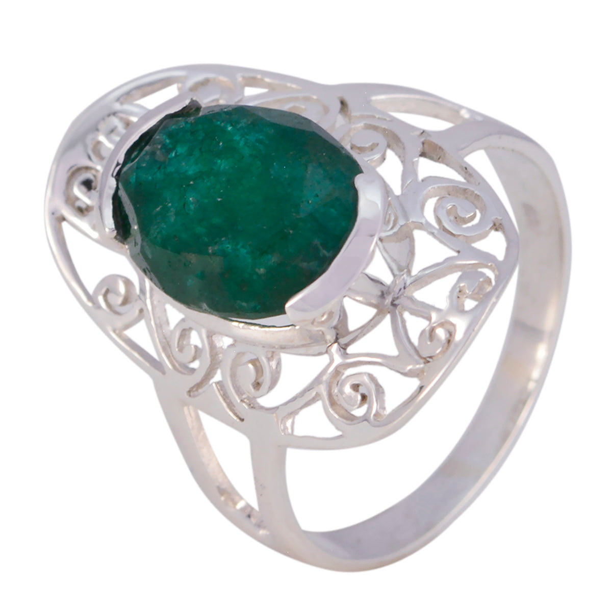 Yasmin Art Deco Green Solitaire Ring
