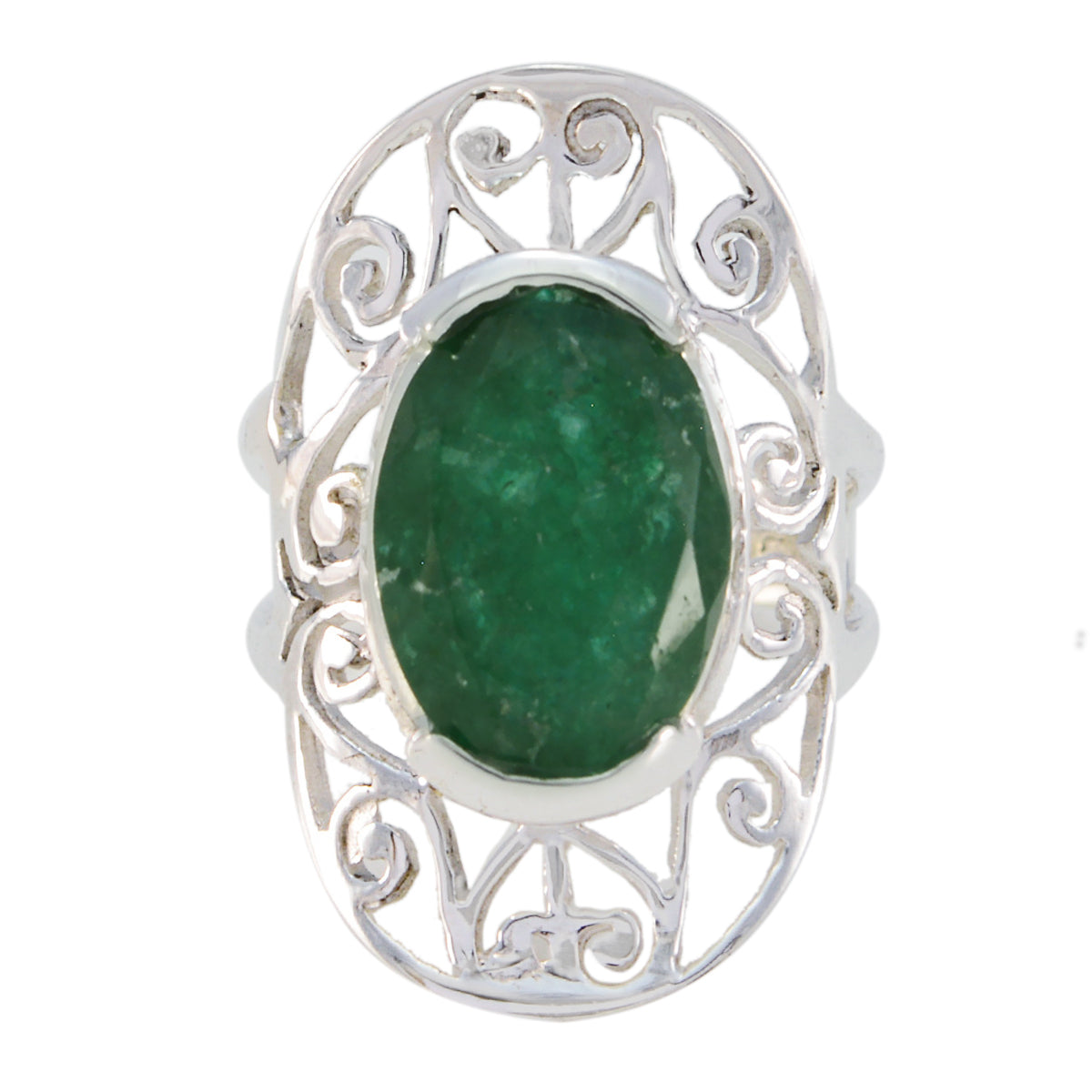 Yasmin Art Deco Green Solitaire Ring