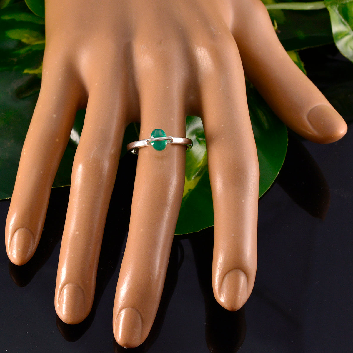 Lakshmi Romantic Green Solitaire Ring