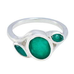 Priya Artisan Green Trilogy Ring Indian Emerald Green