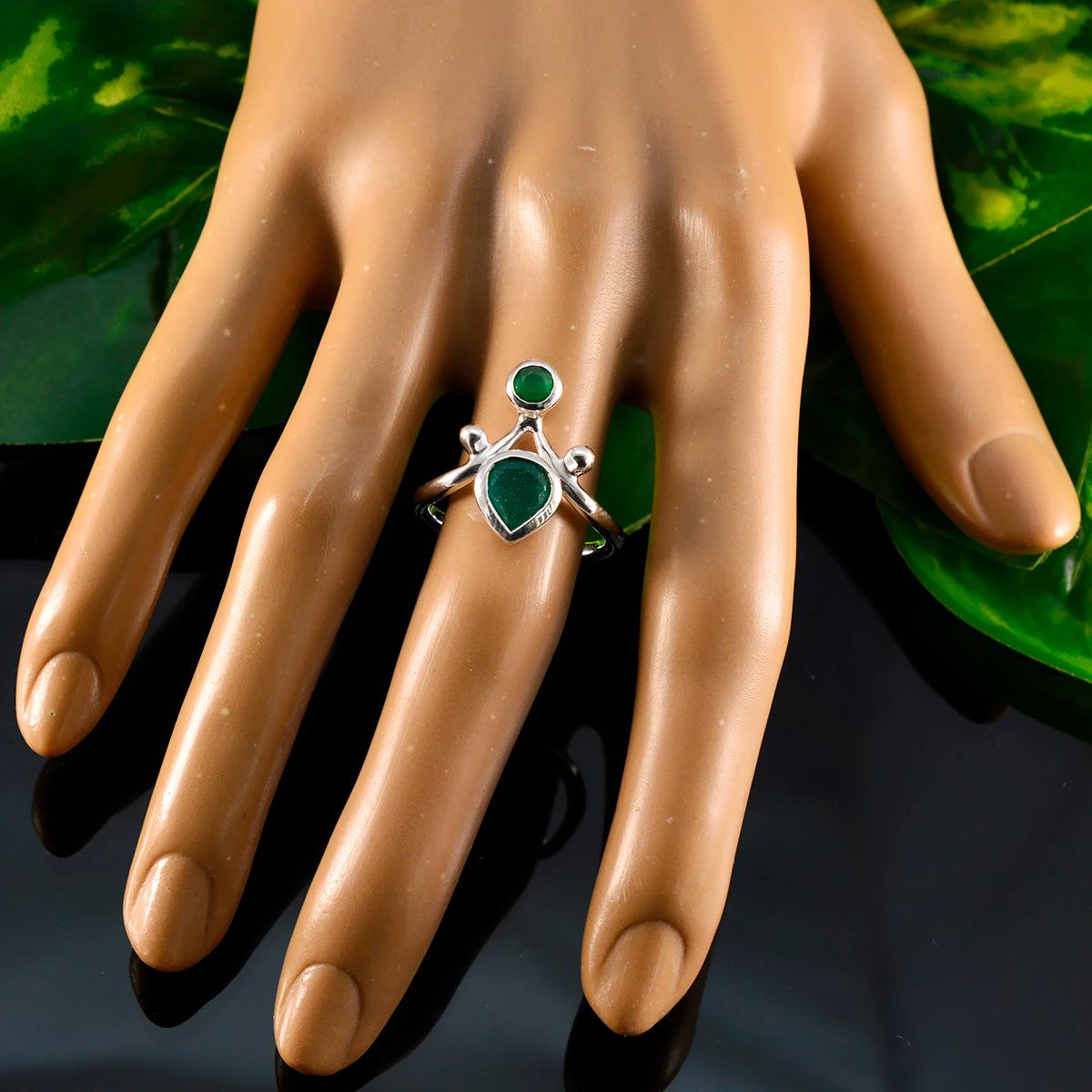 Nisa Love Green Toi et Moi Ring