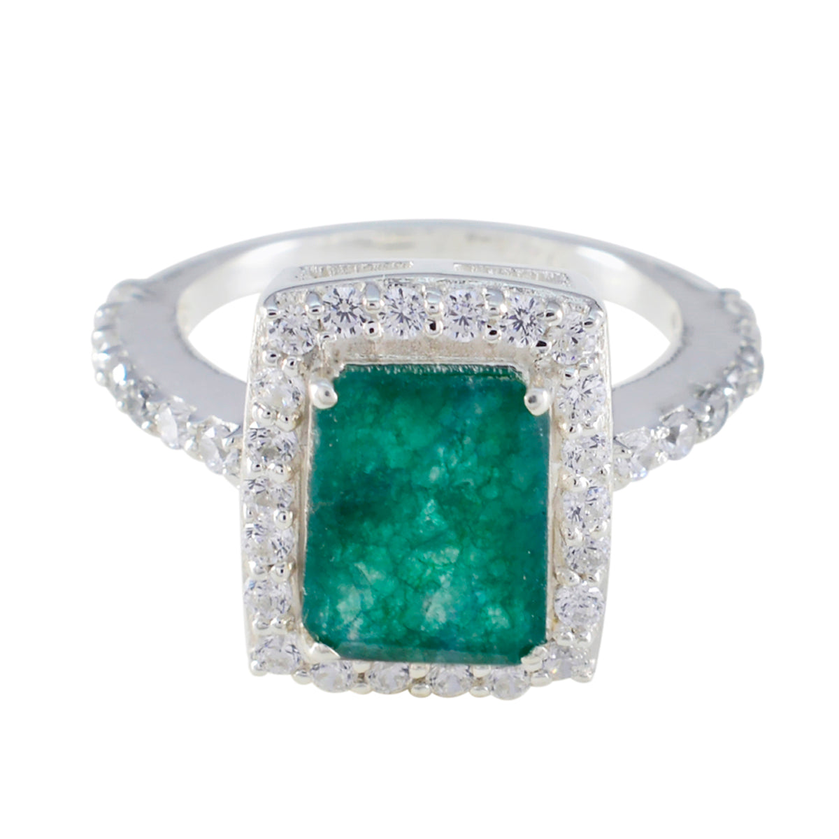 Inès Abstract Green Halo Ring Indian Emerald Green
