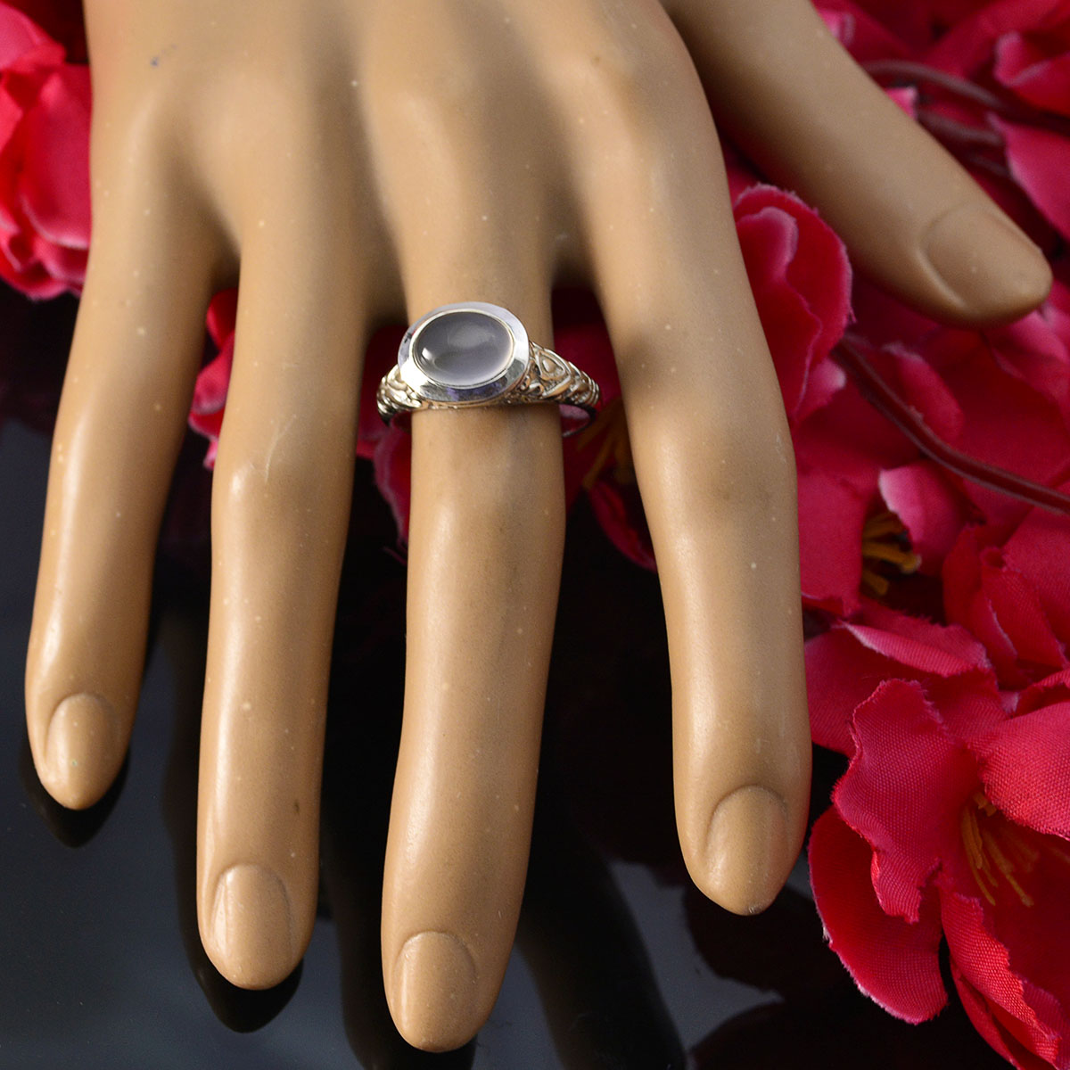 Audrey Art Deco Blue Solitaire Ring