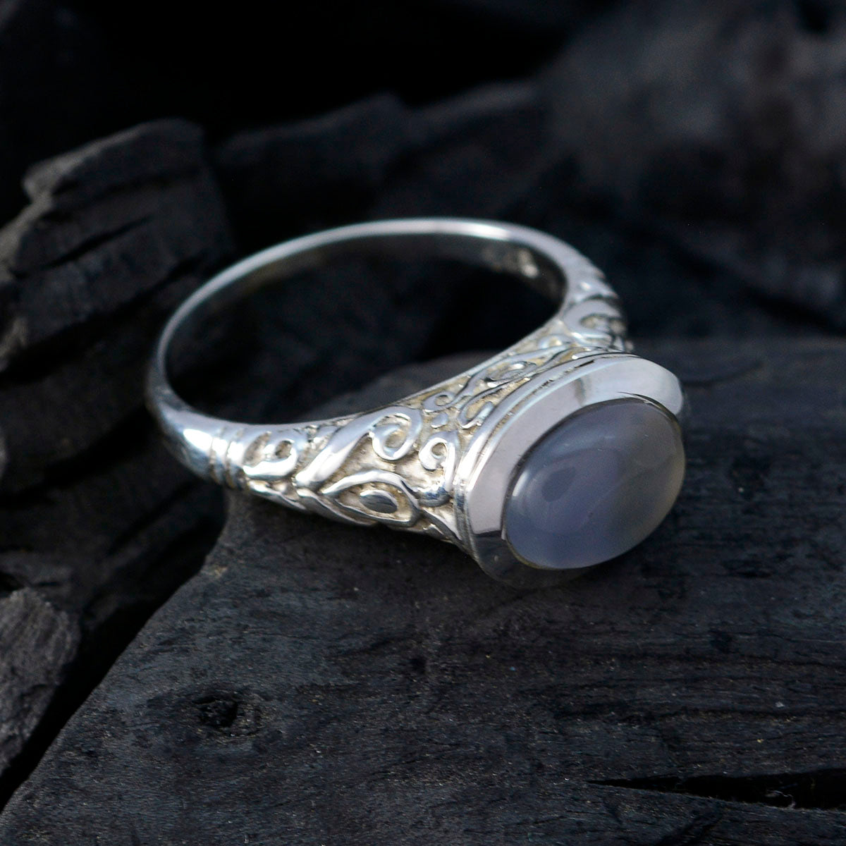 Audrey Art Deco Blue Solitaire Ring