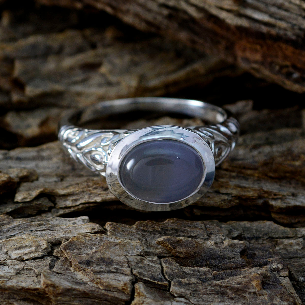 Audrey Art Deco Blue Solitaire Ring
