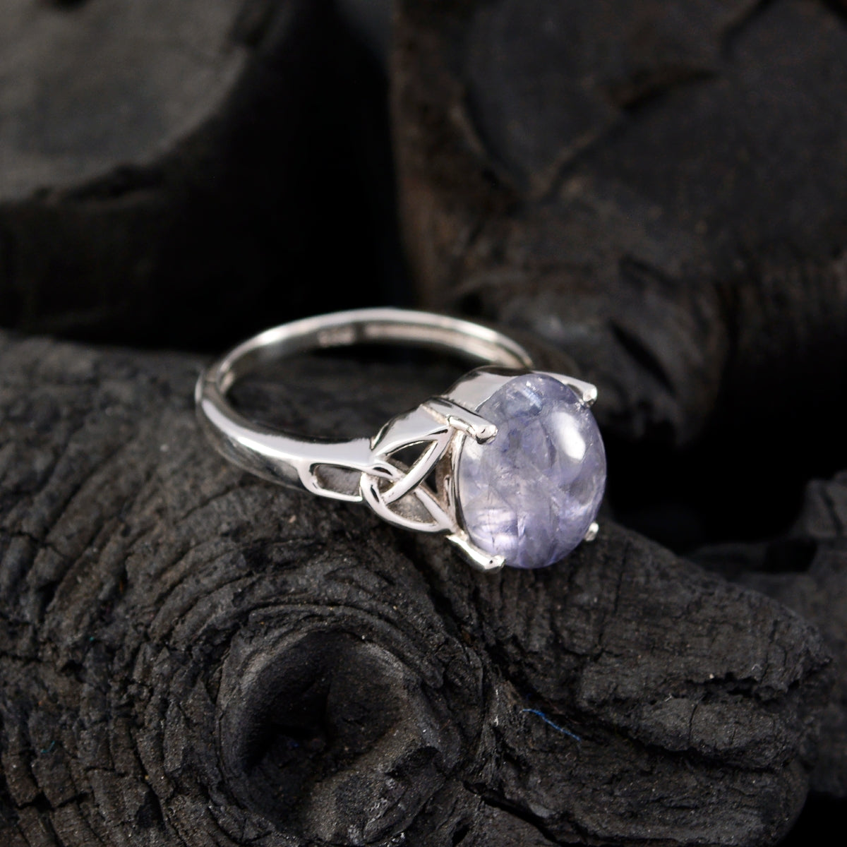 Angel Claddagh Blue Solitaire Ring