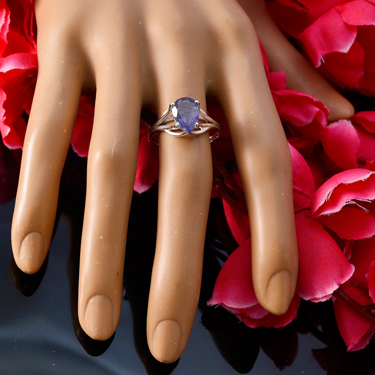 Wen wedding Blue Solitaire Ring