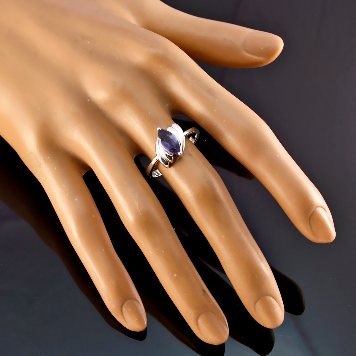 Camila Contemporary Blue Solitaire Ring