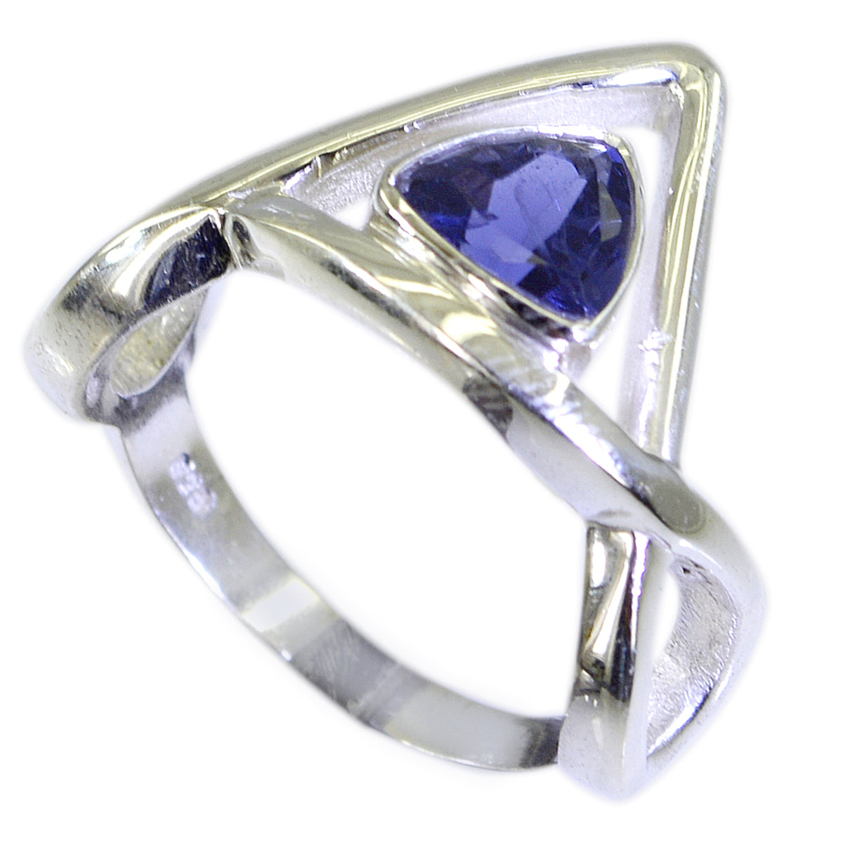 Carolina Geometric Blue Solitaire Ring
