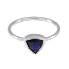 zazlle Geometric Blue Solitaire Ring Iolite Blue