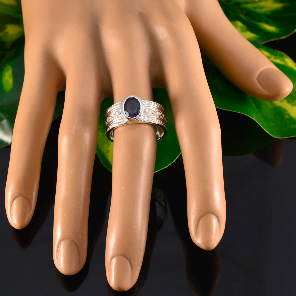 Liyana Art Deco Blue Solitaire Ring