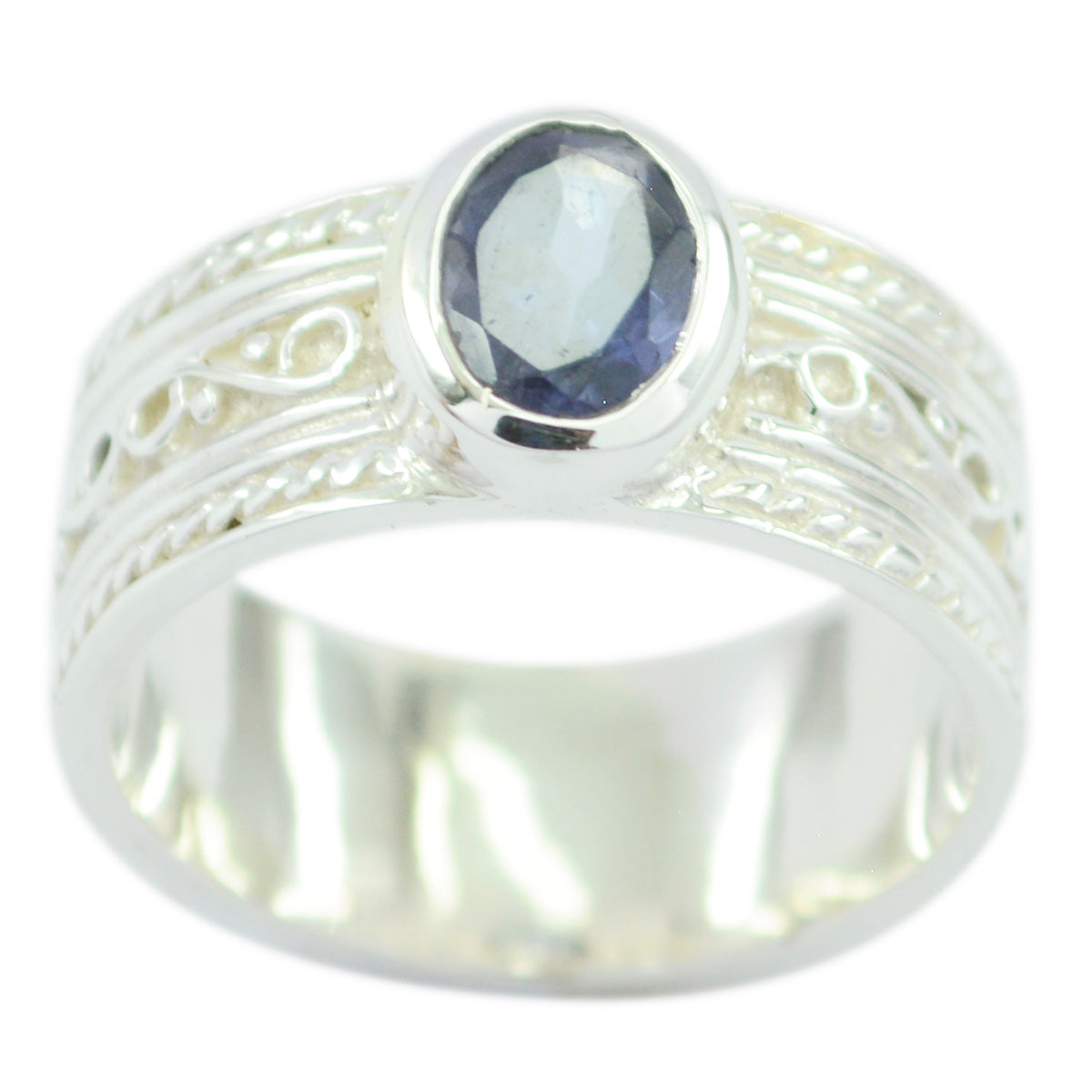 Liyana Art Deco Blue Solitaire Ring