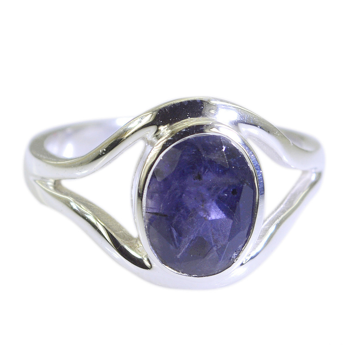 Ananya Modern Blue Solitaire Ring Iolite Blue