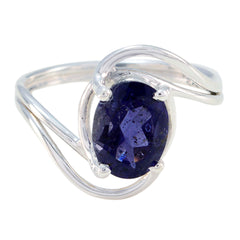 Yuna Sophisticated Blue Solitaire Ring Iolite Blue