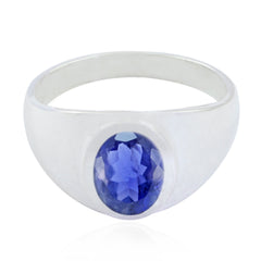 Agustina Artisan Blue Solitaire Ring Iolite Blue