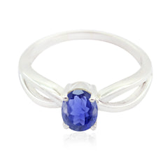 Priya Feminine Blue Solitaire Ring Iolite Blue