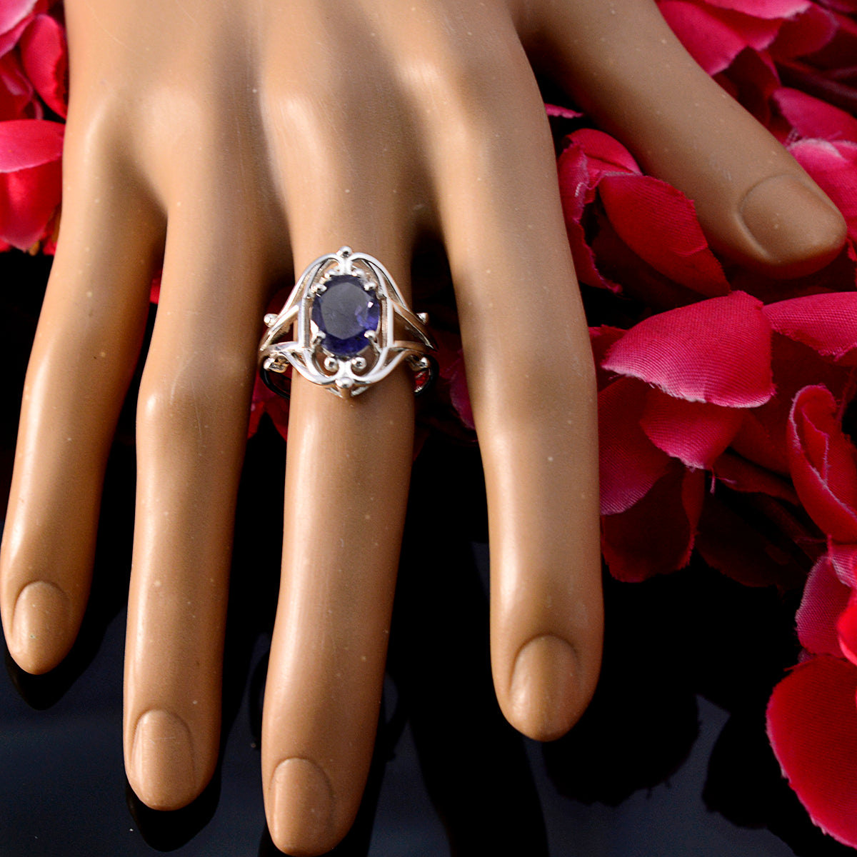 Mathilde Boho Blue Solitaire Ring