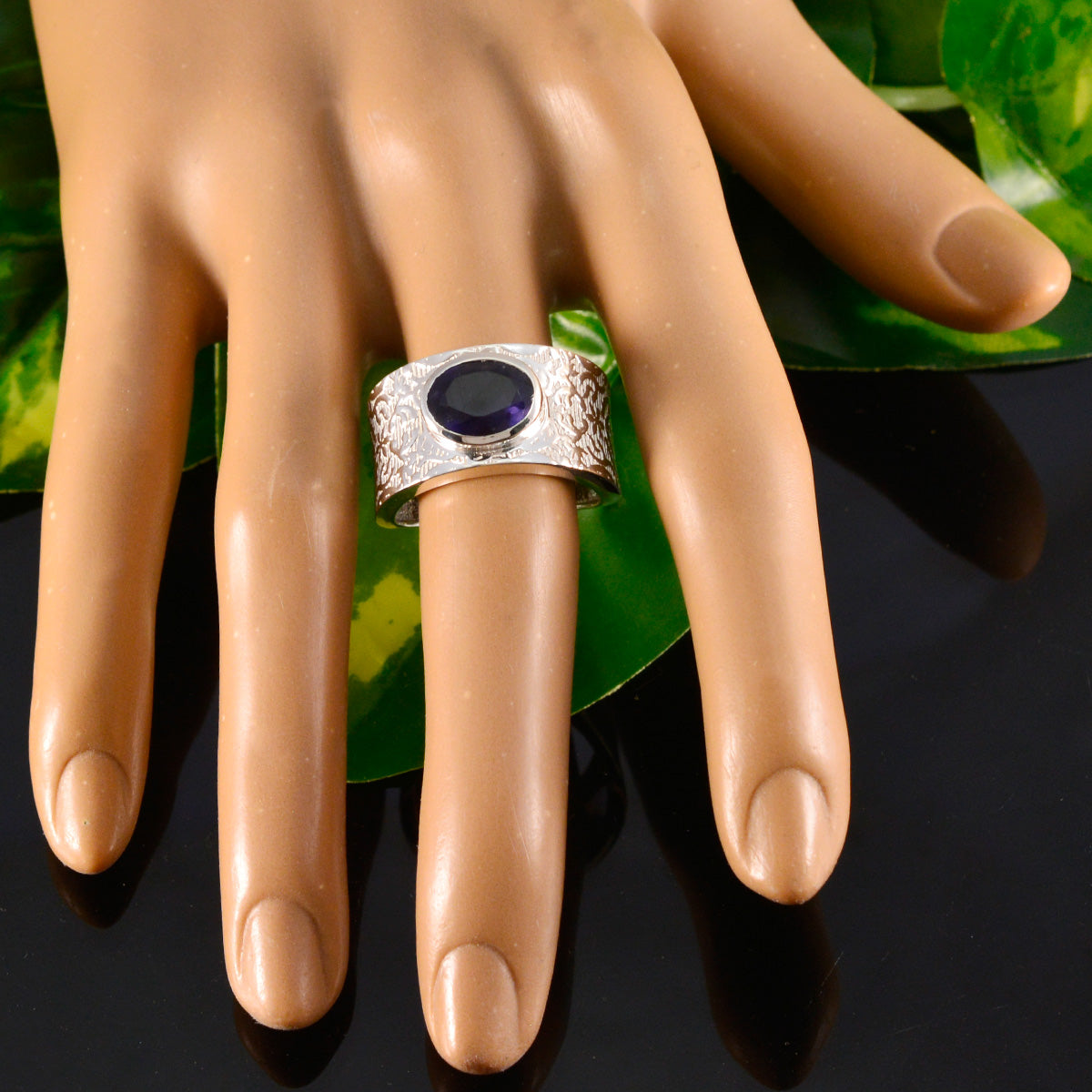 Amanda Art Deco Blue Solitaire Ring