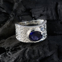 Amanda Art Deco Blue Solitaire Ring