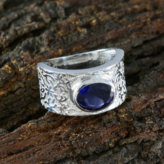 Amanda Art Deco Blue Solitaire Ring