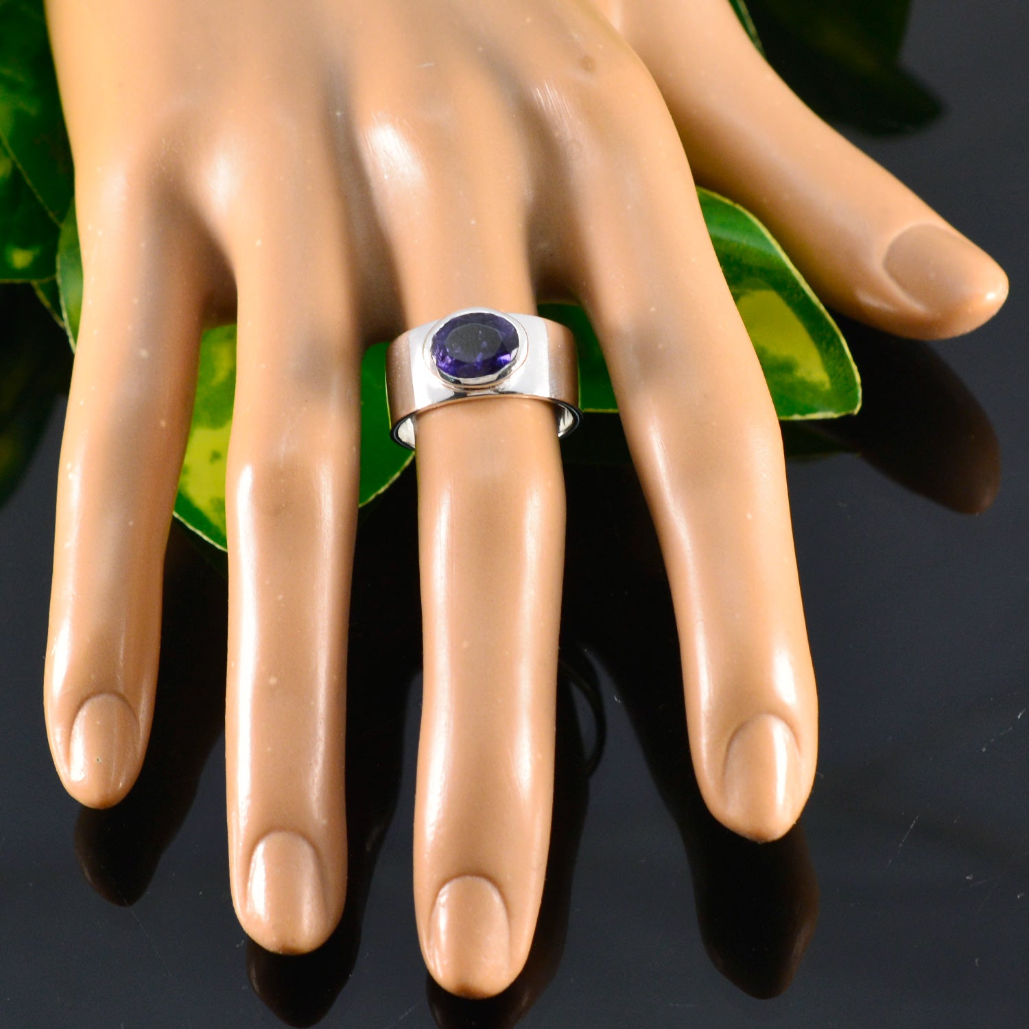 Angel Armor Blue Solitaire Band